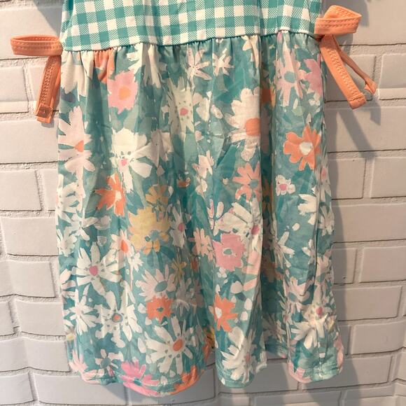 Toddler Girls 2T Sassy Saul Green Pink Plaid Floral Spring Summer Dress - Picture 9 of 11